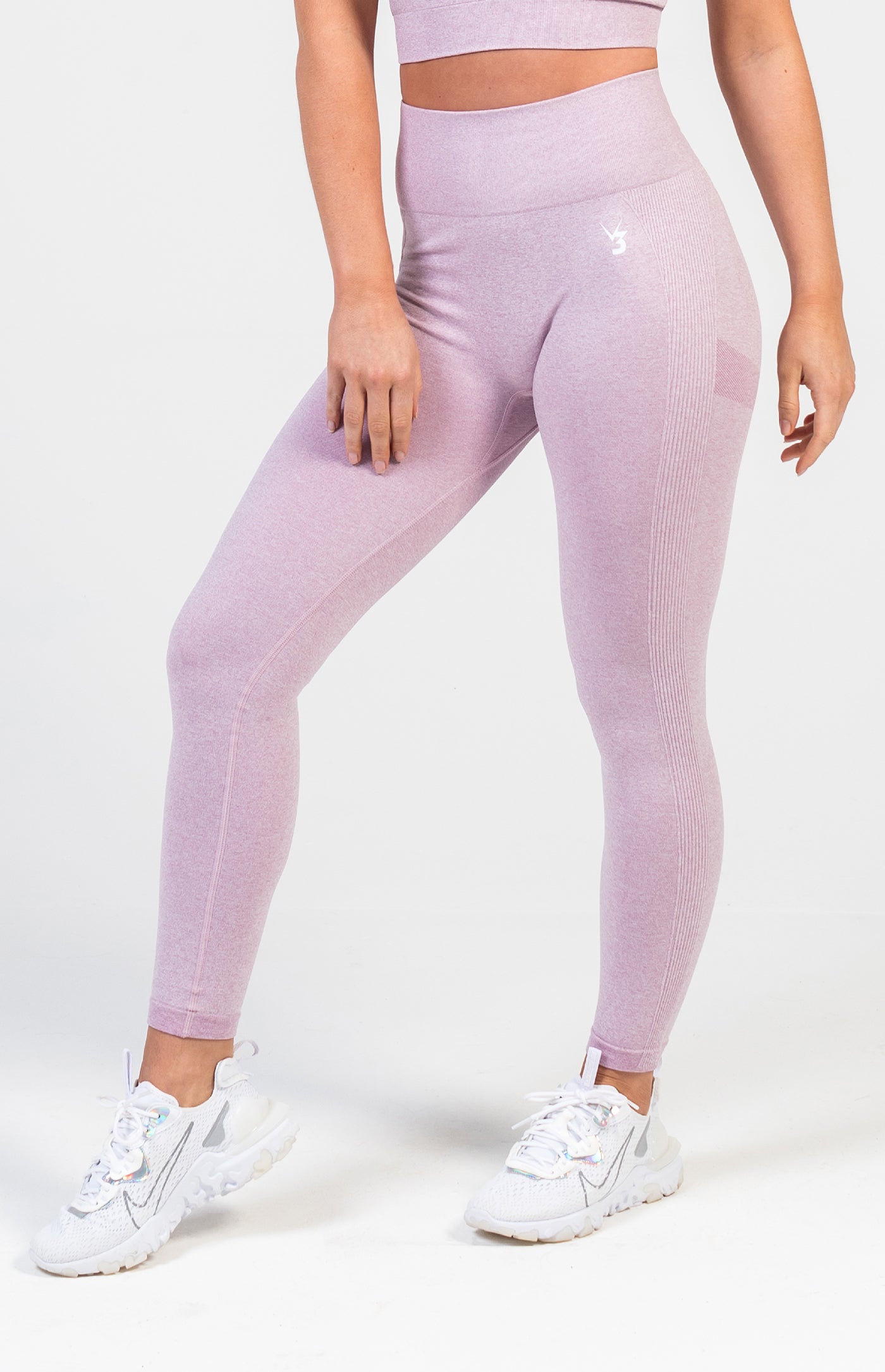V3 Apparel Women's Define seamless scrunch bum shaping high waisted leggings in lilac purple – Squat proof sports tights for Gym workouts training, Running, yoga, bodybuilding and bikini fitness.