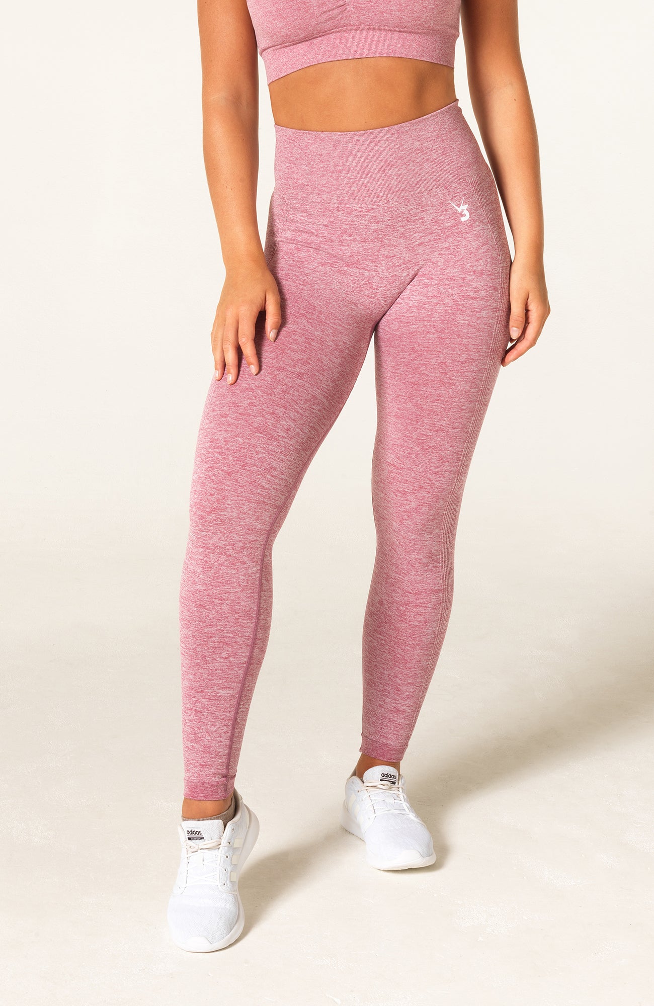 V3 Apparel Women's Define seamless scrunch bum shaping high waisted leggings in pink marl – Squat proof sports tights for Gym workouts training, Running, yoga, bodybuilding and bikini fitness.